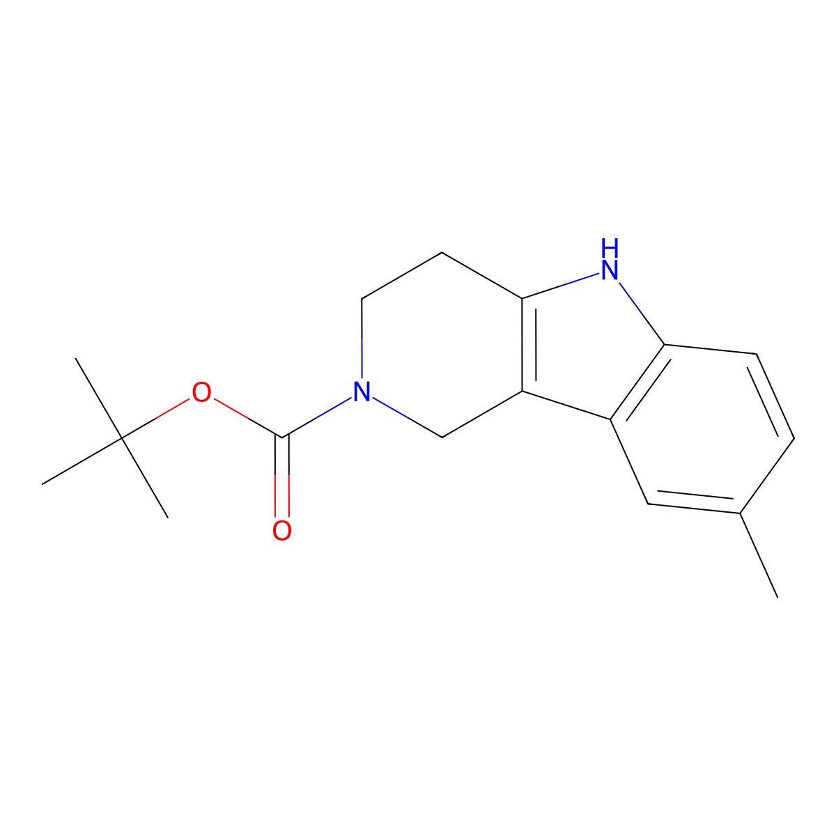 tert-Butyl 8-methyl-1,3,4,5-tetrahydro-2H-pyrido[4,3-b]indole-2-carboxylate molecular structure, CAS 1060980-53-1