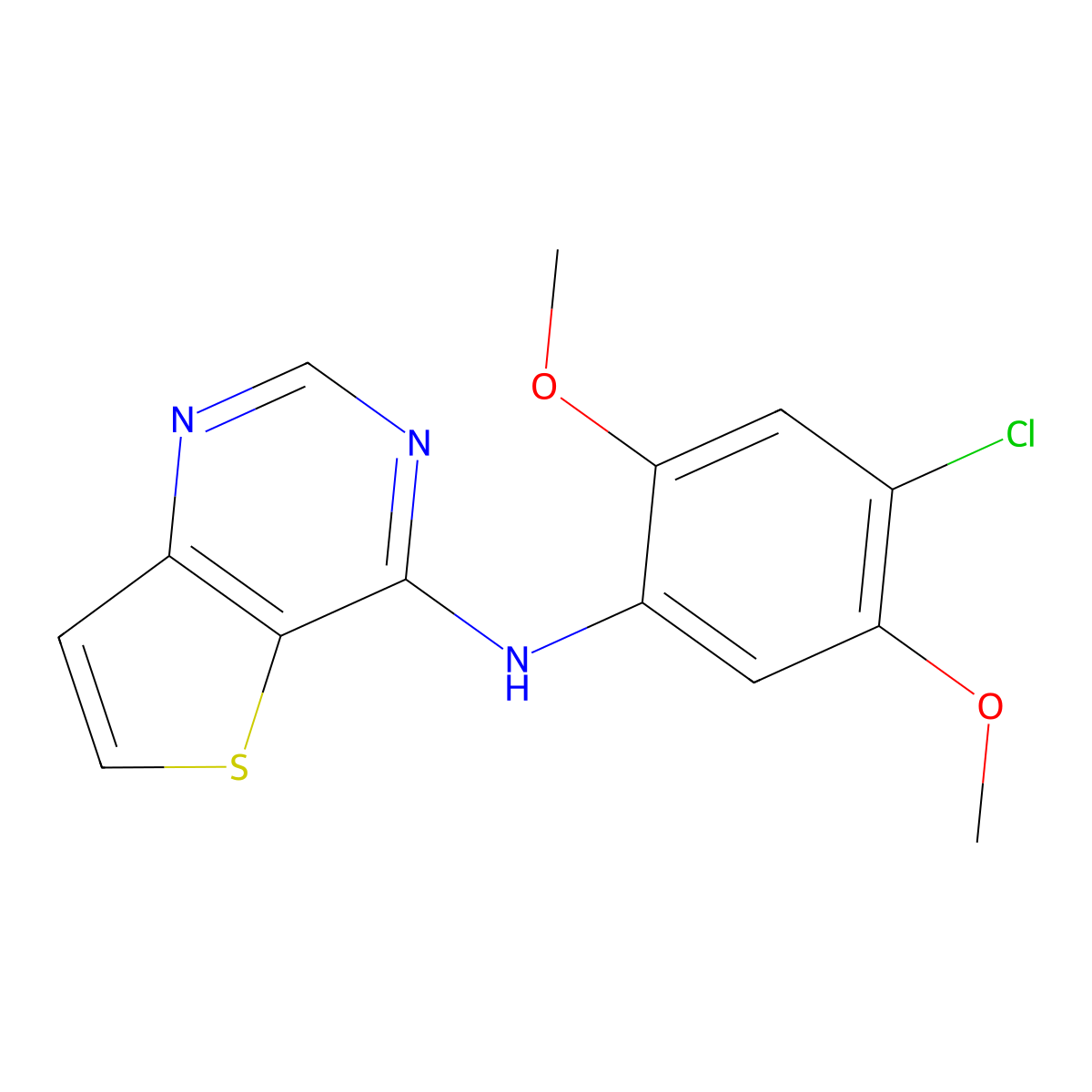 N-(4-chloro-2,5-dimethoxyphenyl)thieno[3,2-d]pyrimidin-4-amine molecular structure, CAS 1060992-56-4