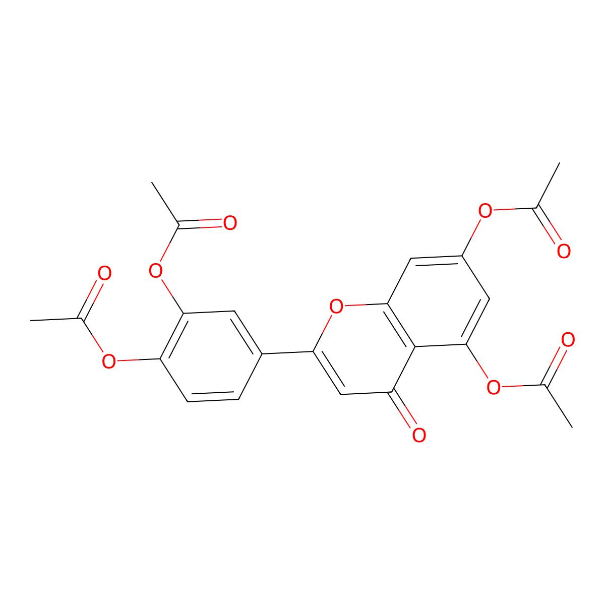 4H-1-Benzopyran-4-one, 5,7-bis(acetyloxy)-2-(3,4-bis(acetyloxy)phenyl)- molecular structure, CAS 1061-93-4