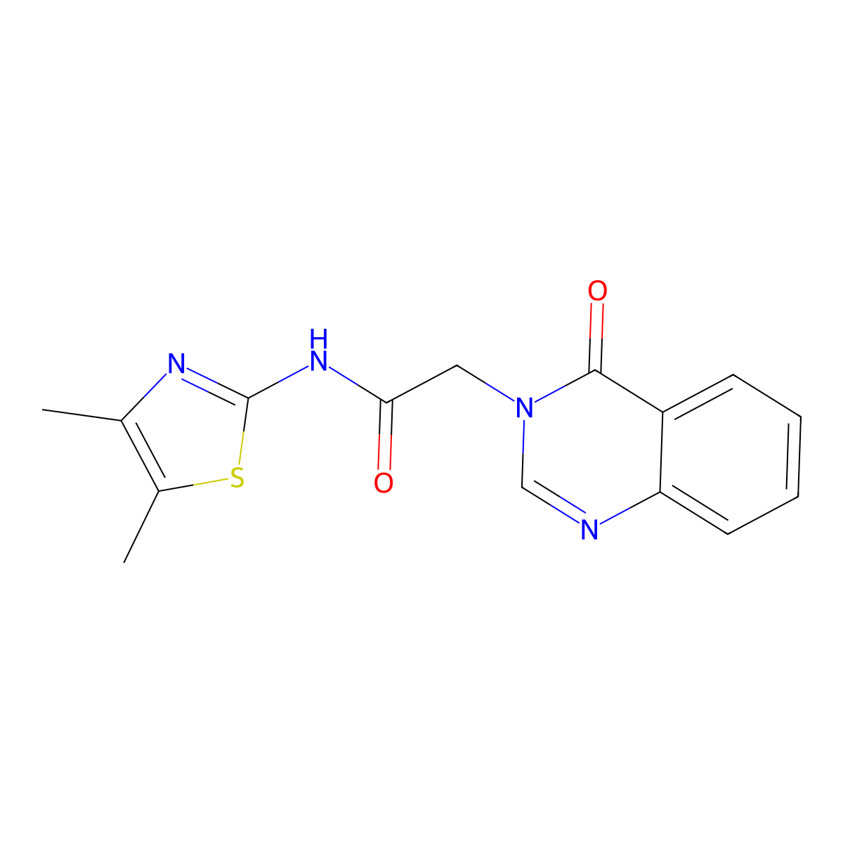 N-[(2Z)-4,5-dimethyl-1,3-thiazol-2(3H)-ylidene]-2-(4-oxoquinazolin-3(4H)-yl)acetamide molecular structure, CAS 1061086-63-2