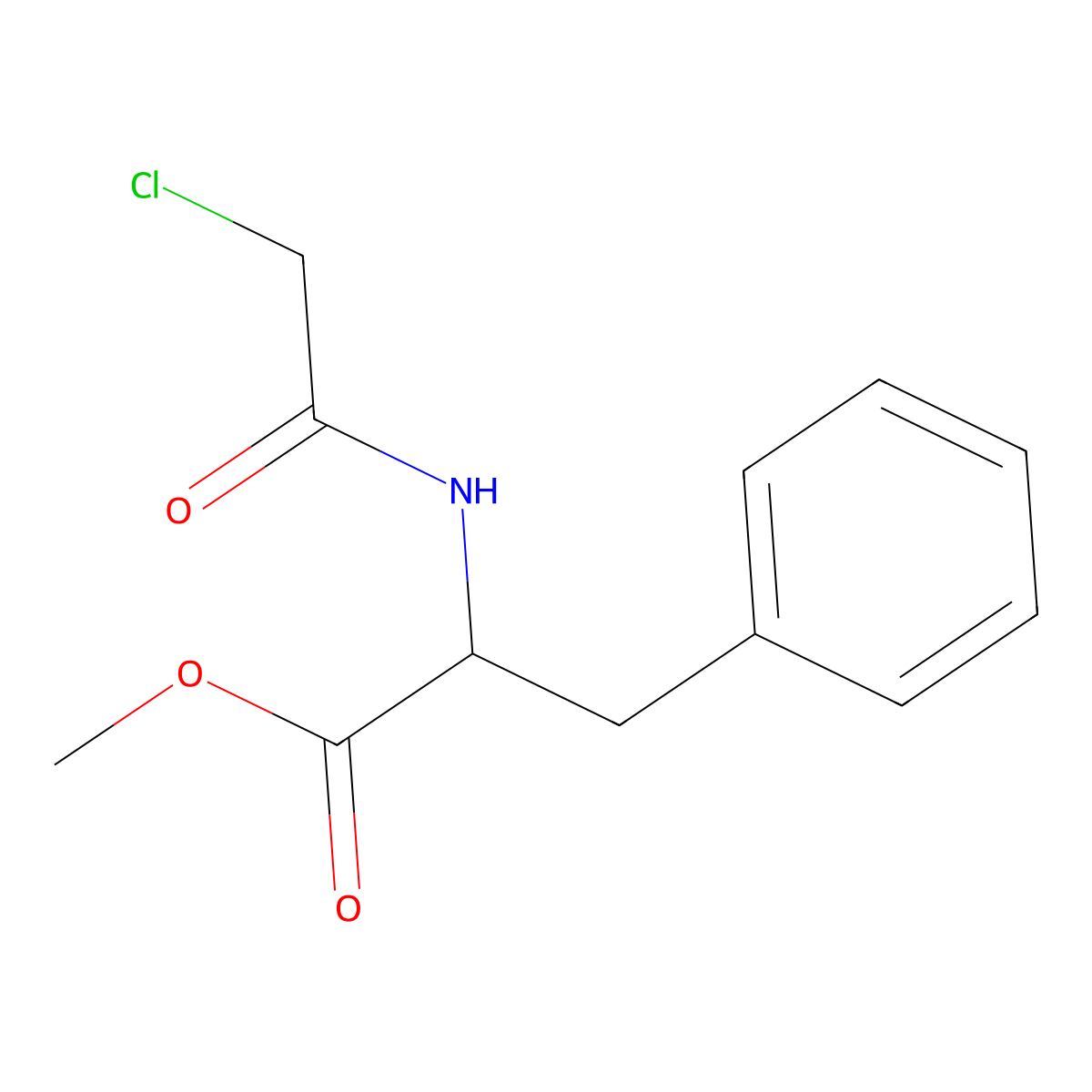 Methyl 2-(2-chloroacetamido)-3-phenylpropanoate molecular structure, CAS 106109-98-2