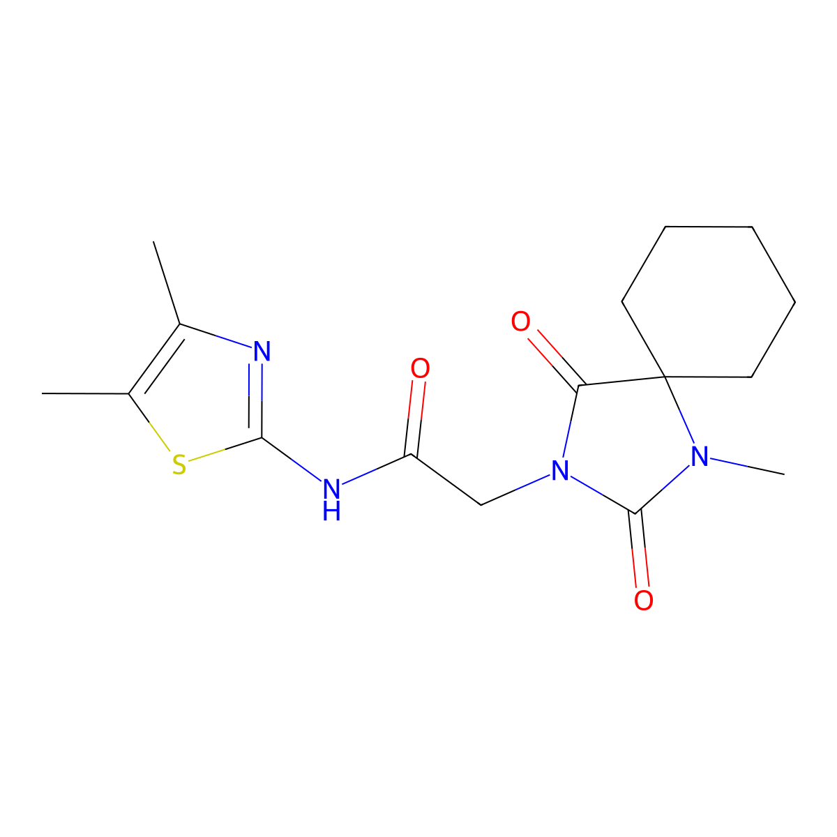 N-(4,5-dimethyl-1,3-thiazol-2-yl)-2-(1-methyl-2,4-dioxo-1,3-diazaspiro[4.5]dec-3-yl)acetamide molecular structure, CAS 1061094-60-7