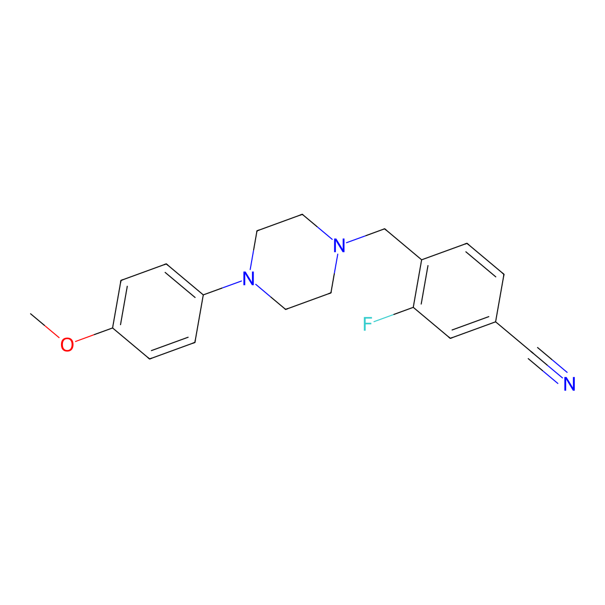 3-Fluoro-4-{[4-(4-methoxyphenyl)piperazin-1-yl]methyl}benzonitrile molecular structure, CAS 1061097-56-0