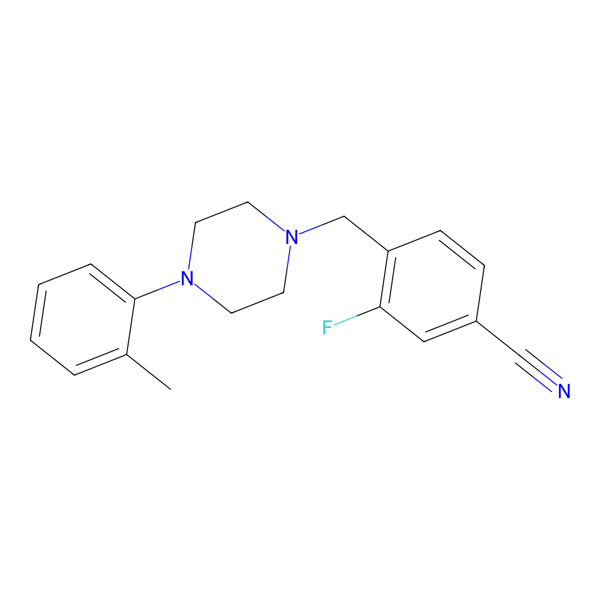 3-Fluoro-4-{[4-(2-methylphenyl)piperazin-1-yl]methyl}benzonitrile molecular structure, CAS 1061101-16-3