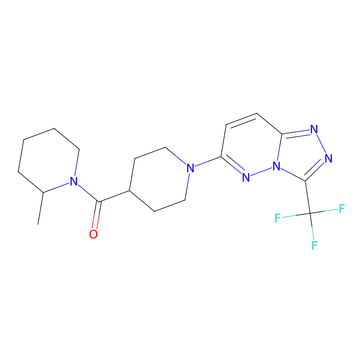 (2-Methylpiperidin-1-yl)-[1-[3-(trifluoromethyl)-[1,2,4]triazolo[4,3-b]pyridazin-6-yl]piperidin-4-yl]methanone molecular structure, CAS 1061105-16-5