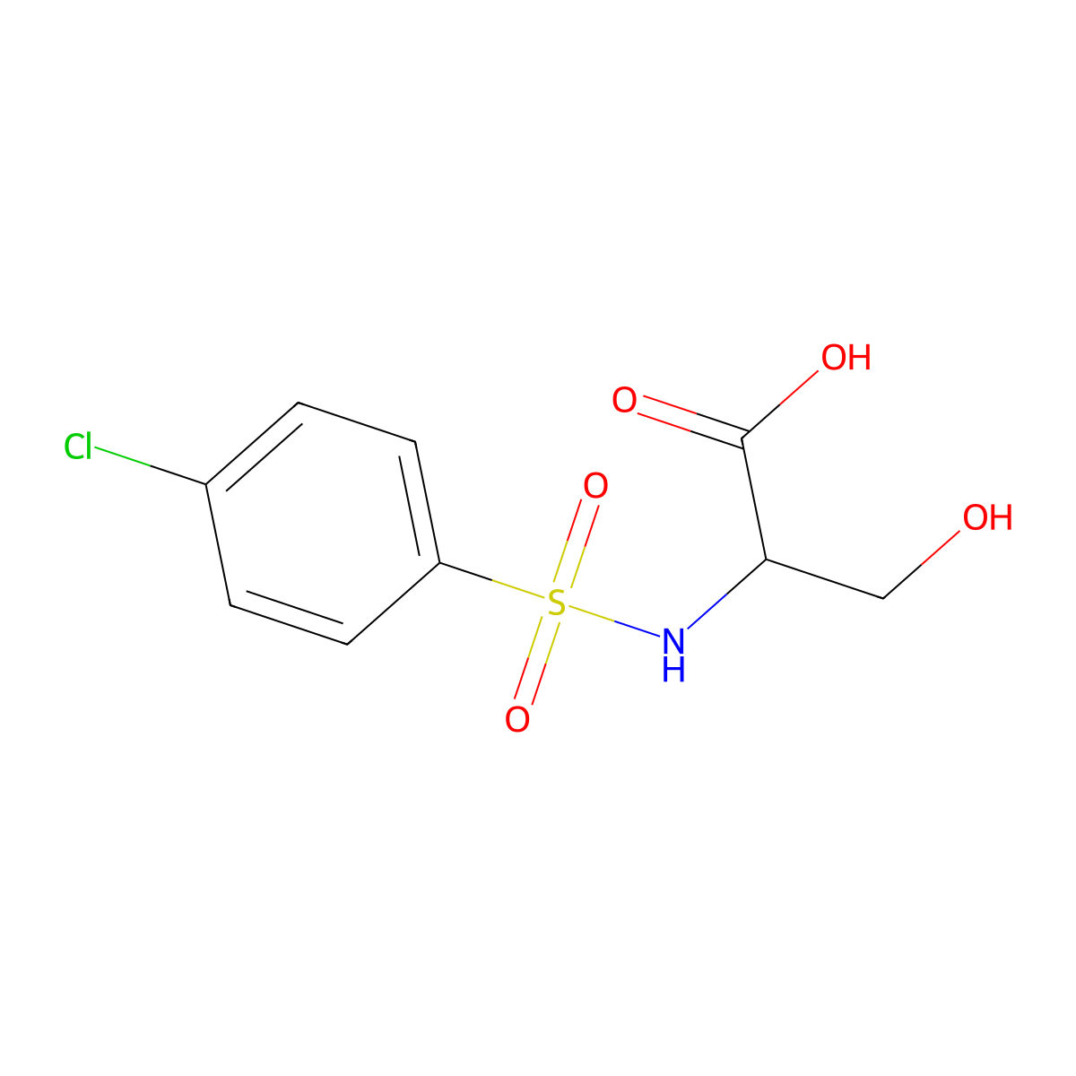 L-Serine, N-[(4-chlorophenyl)sulfonyl]- molecular structure, CAS 106111-13-1