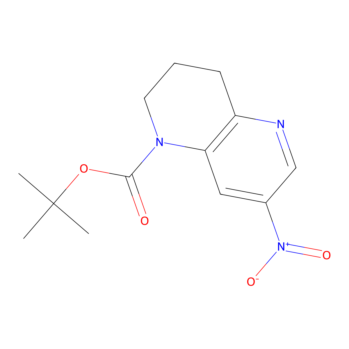 Tert-butyl 7-nitro-3,4-dihydro-1,5-naphthyridine-1(2H)-carboxylate molecular structure, CAS 1061148-41-1