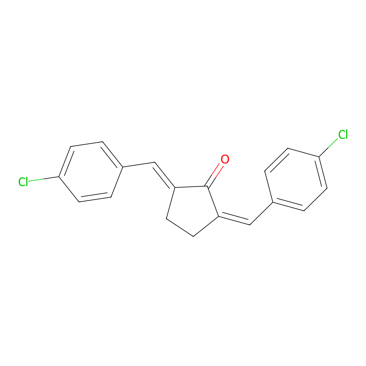 2,5-Bis(4-chlorobenzylidene)cyclopentanone molecular structure, CAS 106115-45-1