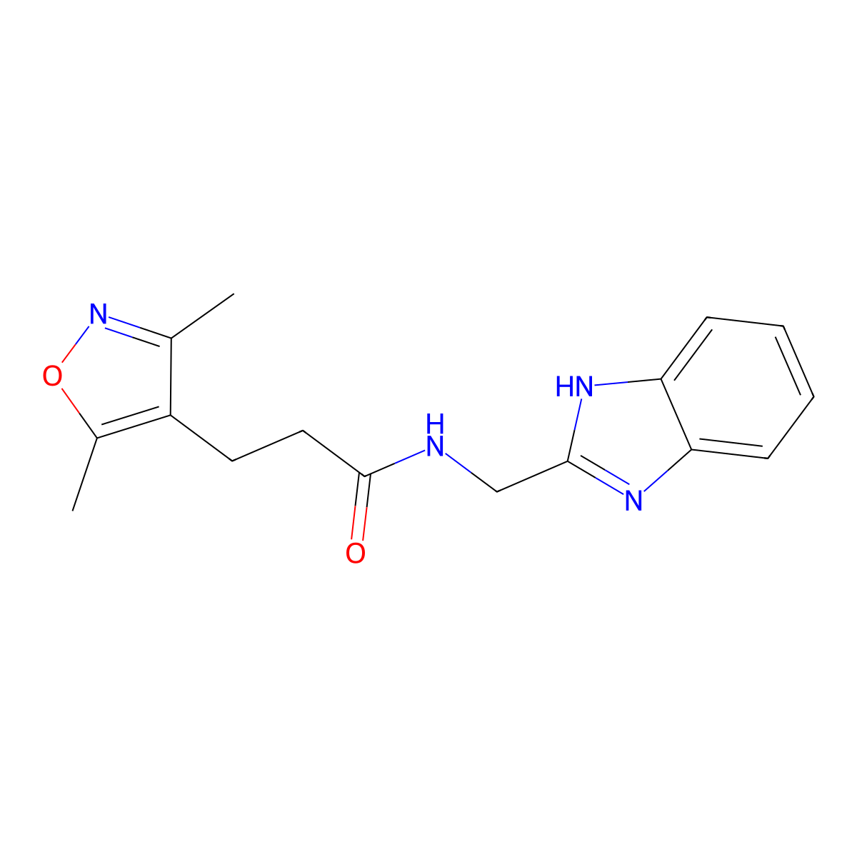 N-[(1H-1,3-benzodiazol-2-yl)methyl]-3-(3,5-dimethyl-1,2-oxazol-4-yl)propanamide molecular structure, CAS 1061156-57-7