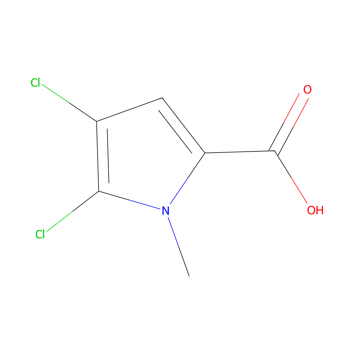 4,5-dichloro-1-methyl-1H-pyrrole-2-carboxylic acid molecular structure, CAS 106116-22-7