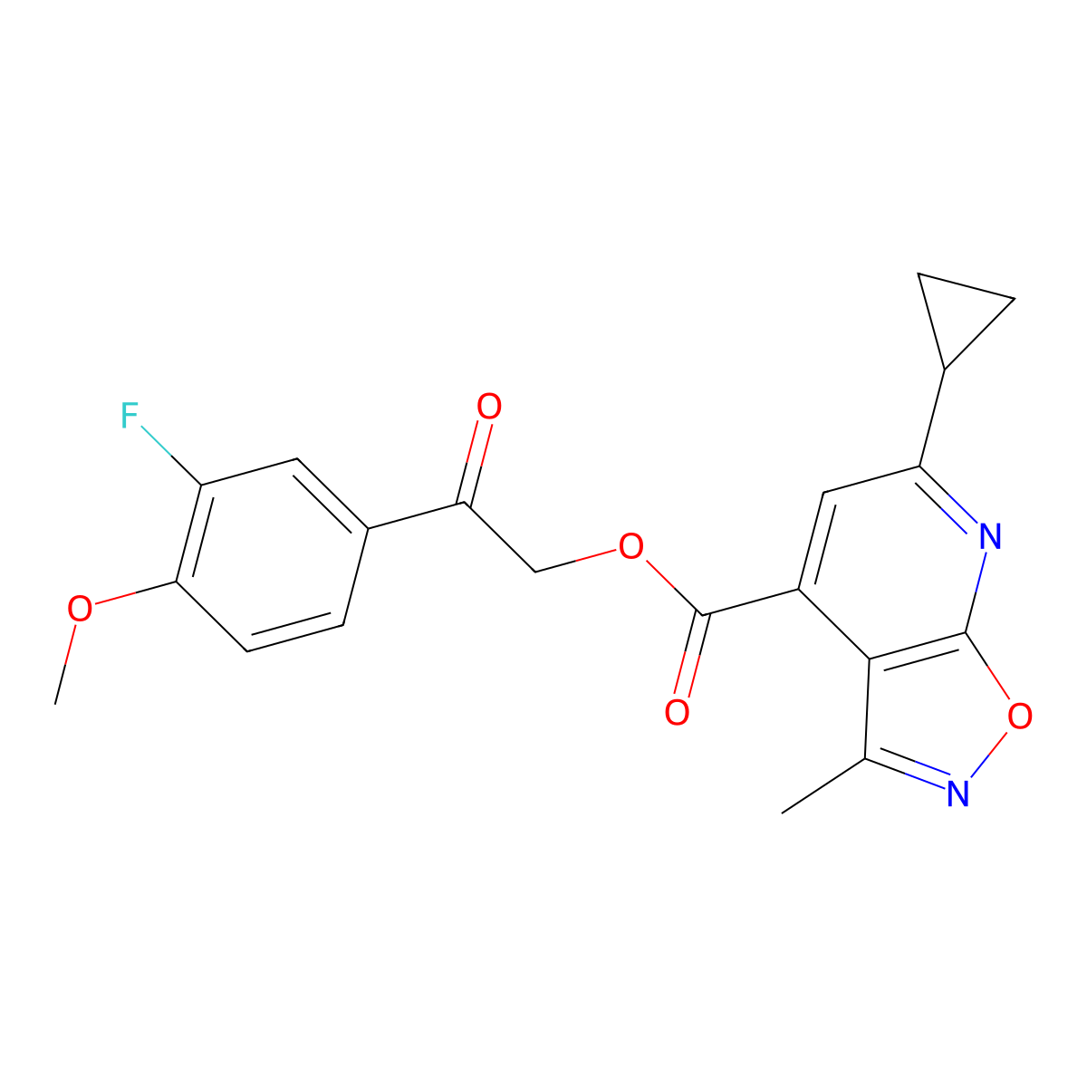 2-(3-Fluoro-4-methoxyphenyl)-2-oxoethyl 6-cyclopropyl-3-methyl-[1,2]oxazolo[5,4-b]pyridine-4-carboxylate molecular structure, CAS 1061175-49-2