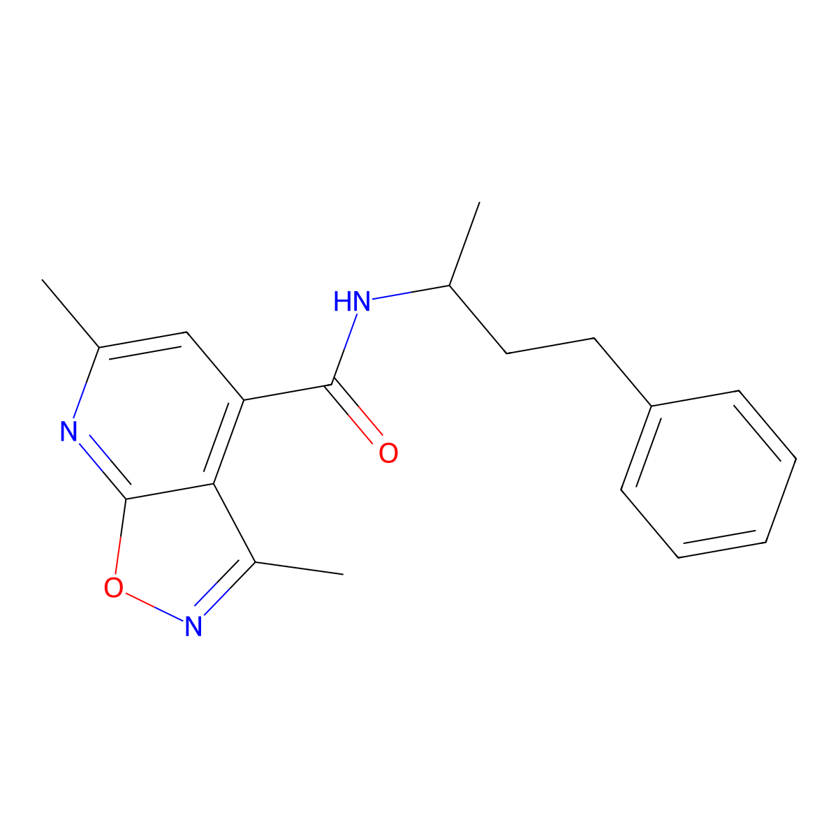 3,6-dimethyl-N~4~-(1-methyl-3-phenylpropyl)isoxazolo[5,4-b]pyridine-4-carboxamide molecular structure, CAS 1061176-72-4