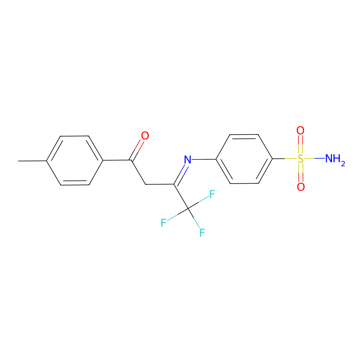 4-[[3-(4-Methylphenyl)-3-oxo-1-(trifluoromethyl)propylidene]amino]benzenesulfonamide molecular structure, CAS 1061214-09-2