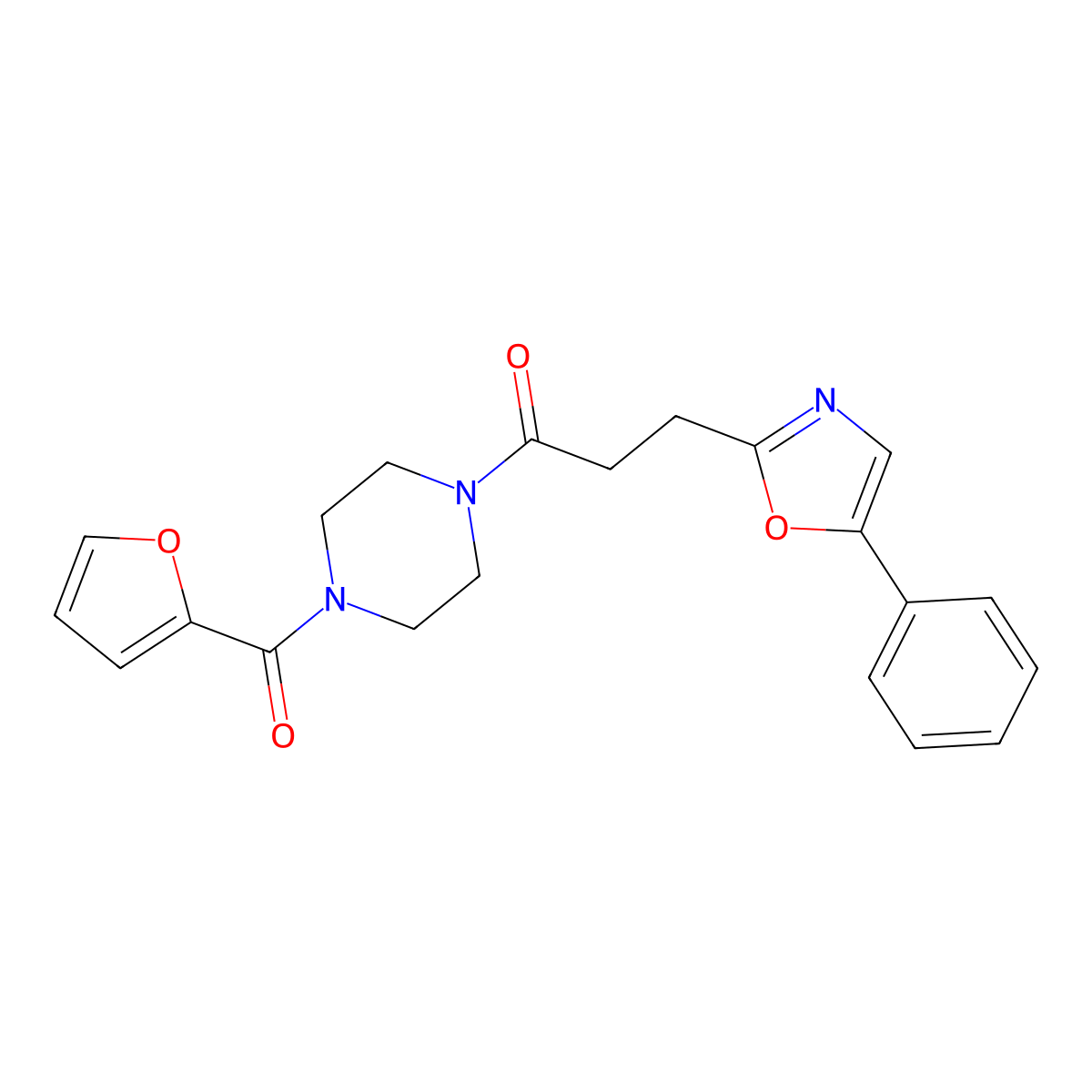 1-[4-(Furan-2-ylcarbonyl)piperazin-1-yl]-3-(5-phenyl-1,3-oxazol-2-yl)propan-1-one molecular structure, CAS 1061231-34-2