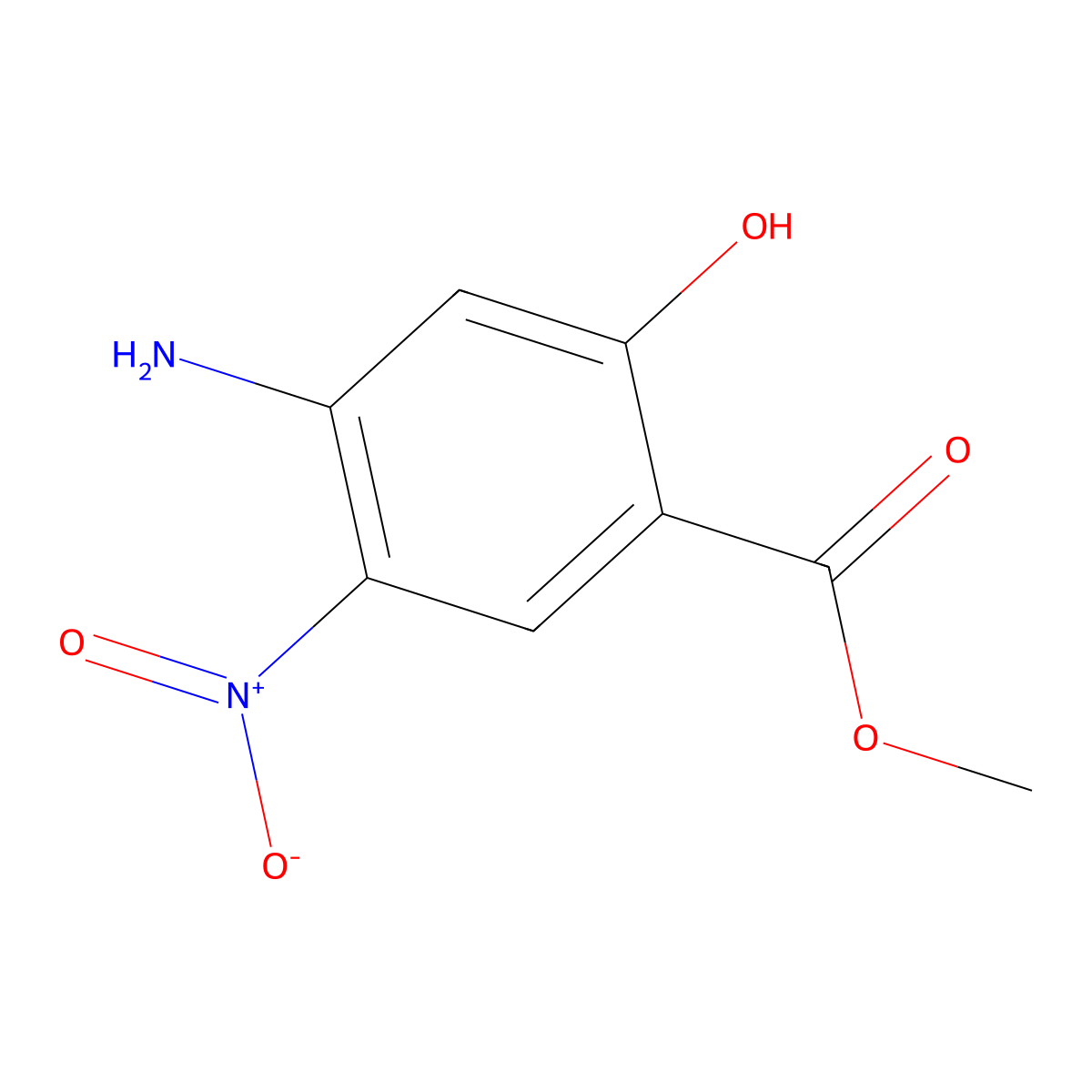 Methyl 4-amino-2-hydroxy-5-nitrobenzoate molecular structure, CAS 106125-55-7