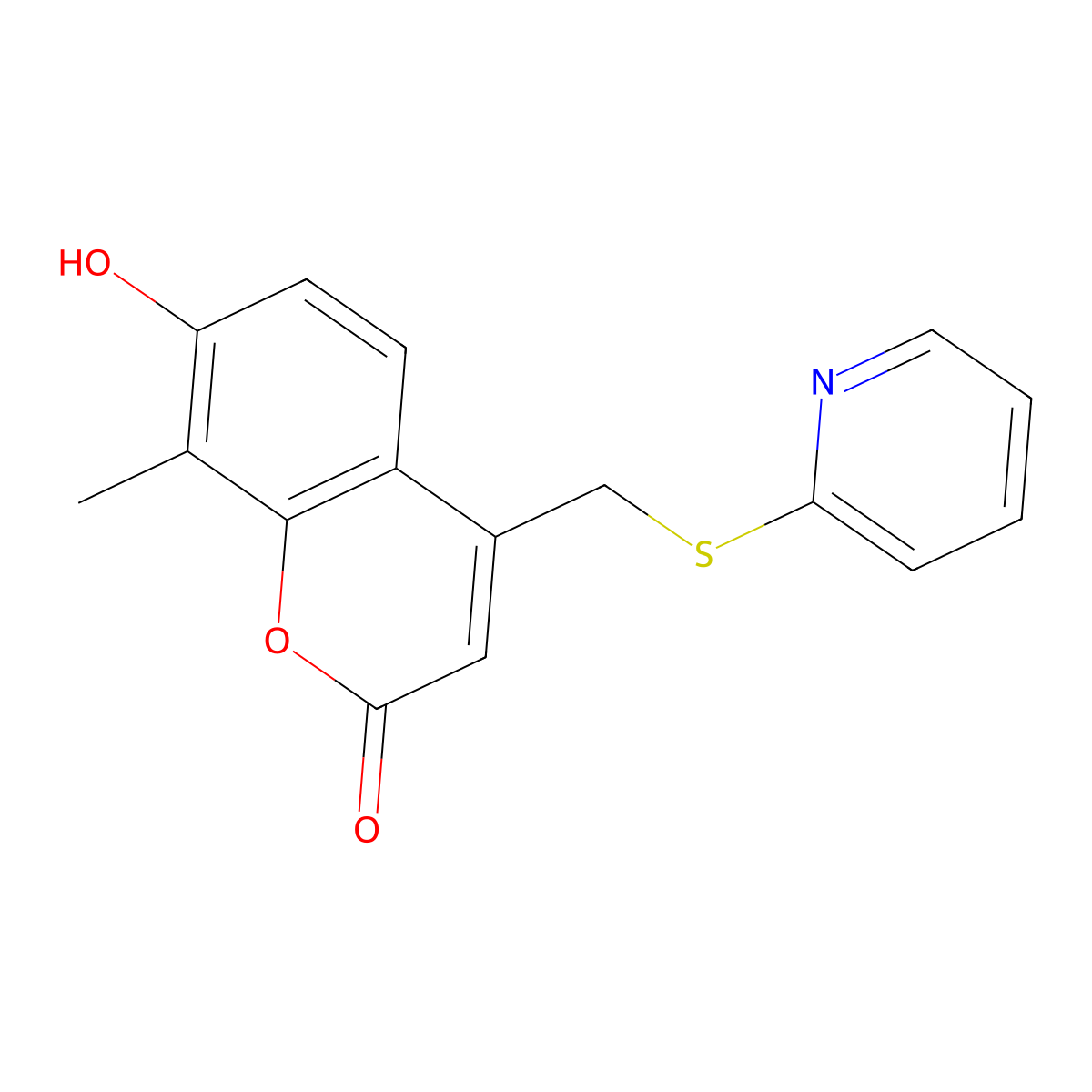 7-hydroxy-8-methyl-4-[(pyridin-2-ylsulfanyl)methyl]-2H-chromen-2-one molecular structure, CAS 1061262-28-9