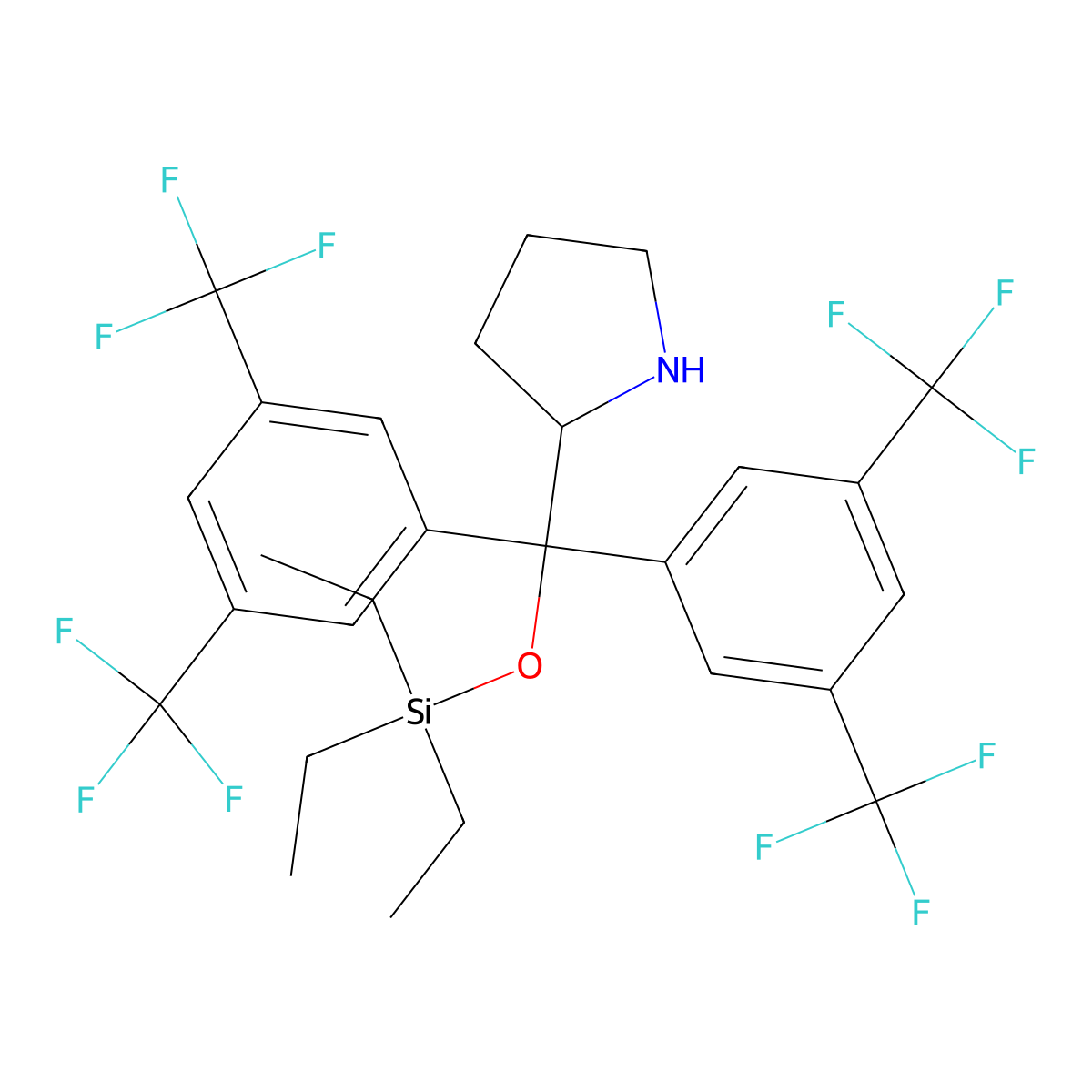 (R)-2-(bis(3,5-bis(trifluoromethyl)phenyl)(triethylsilyloxy)methyl)pyrrolidine molecular structure, CAS 1061307-56-9