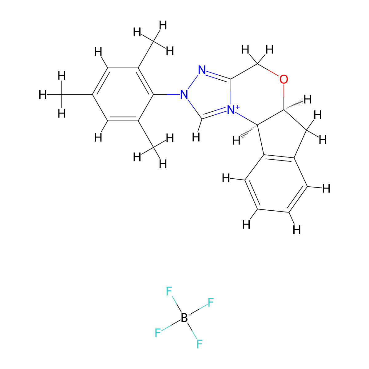 (5aS,10bR)-2-Mesityl-4,5a,6,10b-tetrahydro-2H-indeno[2,1-b][1,2,4]triazolo[4,3-d][1,4]oxazin-11-ium tetrafluoroborate molecular structure, CAS 1061311-82-7
