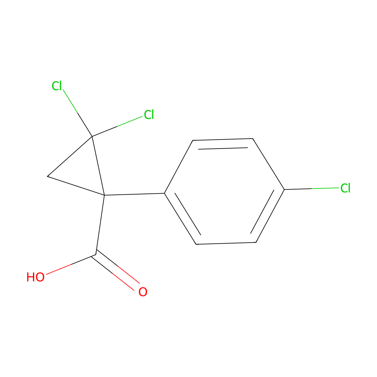 2,2-Dichloro-1-(4-chlorophenyl)cyclopropane-1-carboxylic acid molecular structure, CAS 106132-38-1