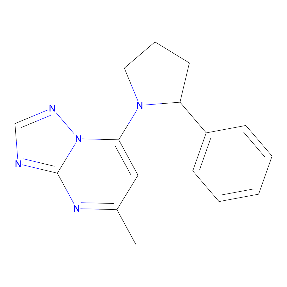 1-{5-Methyl-[1,2,4]triazolo[1,5-a]pyrimidin-7-yl}-2-phenylpyrrolidine molecular structure, CAS 1061333-35-4