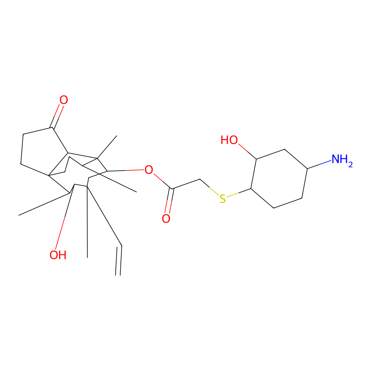 (3aR,4R,5R,7S,8S,9R,9aS,12R)-8-hydroxy-4,7,9,12-tetramethyl-3-oxo-7-vinyldecahydro-4,9a-propanocyclopenta[8]annulen-5-yl 2-(((1R,2R,4R)-4-amino-2-hydroxycyclohexyl)thio)acetate molecular structure, CAS 1061337-51-6