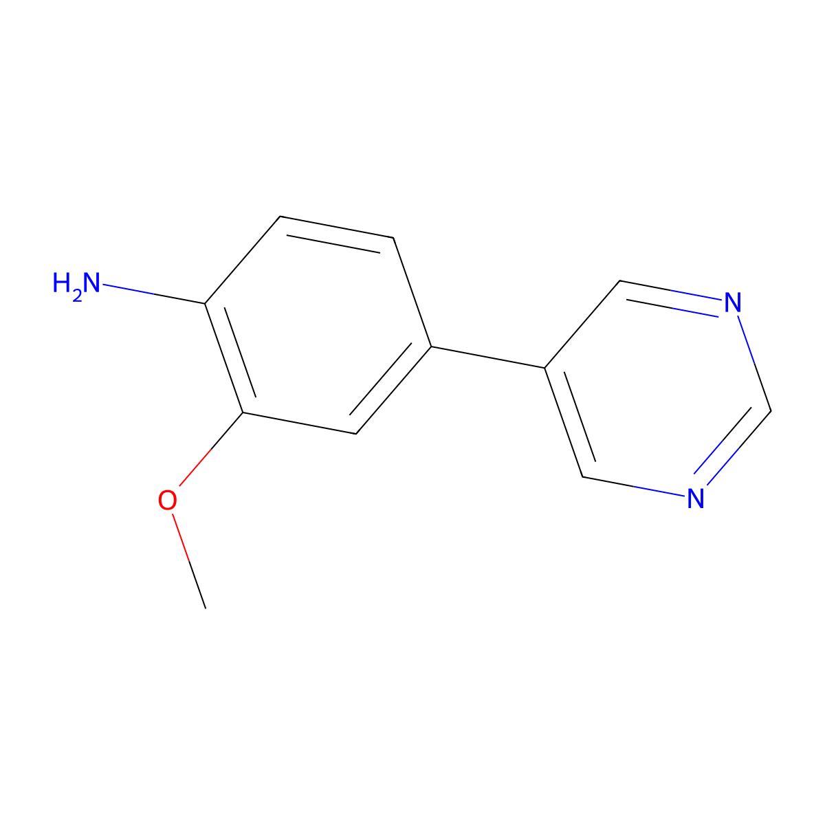 2-Methoxy-4-(pyrimidin-5-yl)aniline molecular structure, CAS 1061358-30-2