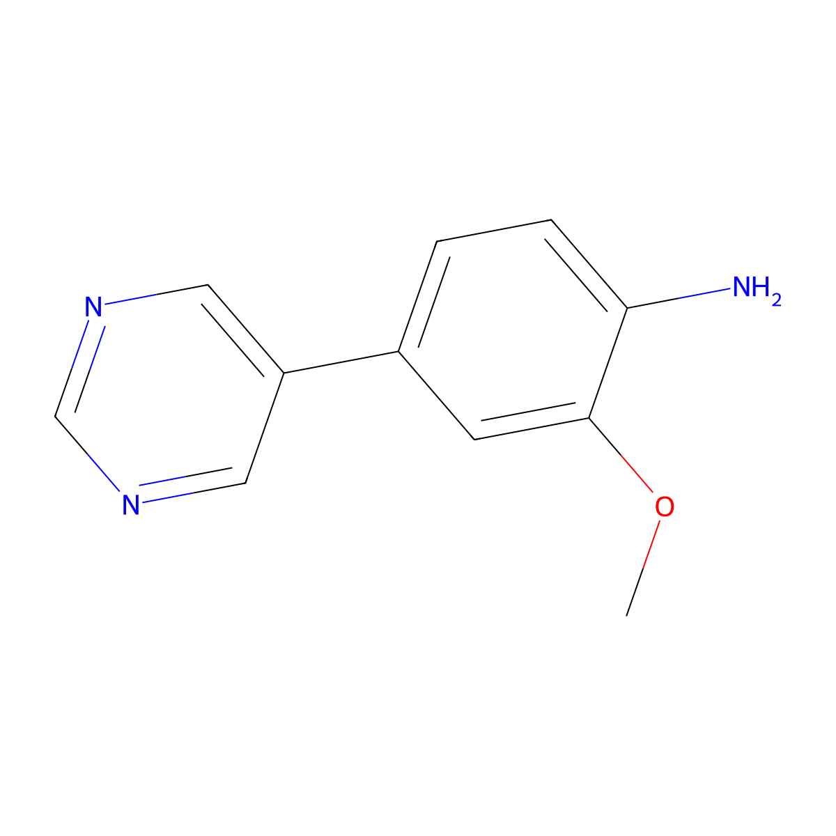 2-Methoxy-4-(pyrimidin-5-yl)aniline molecular structure, CAS 1061358-30-2