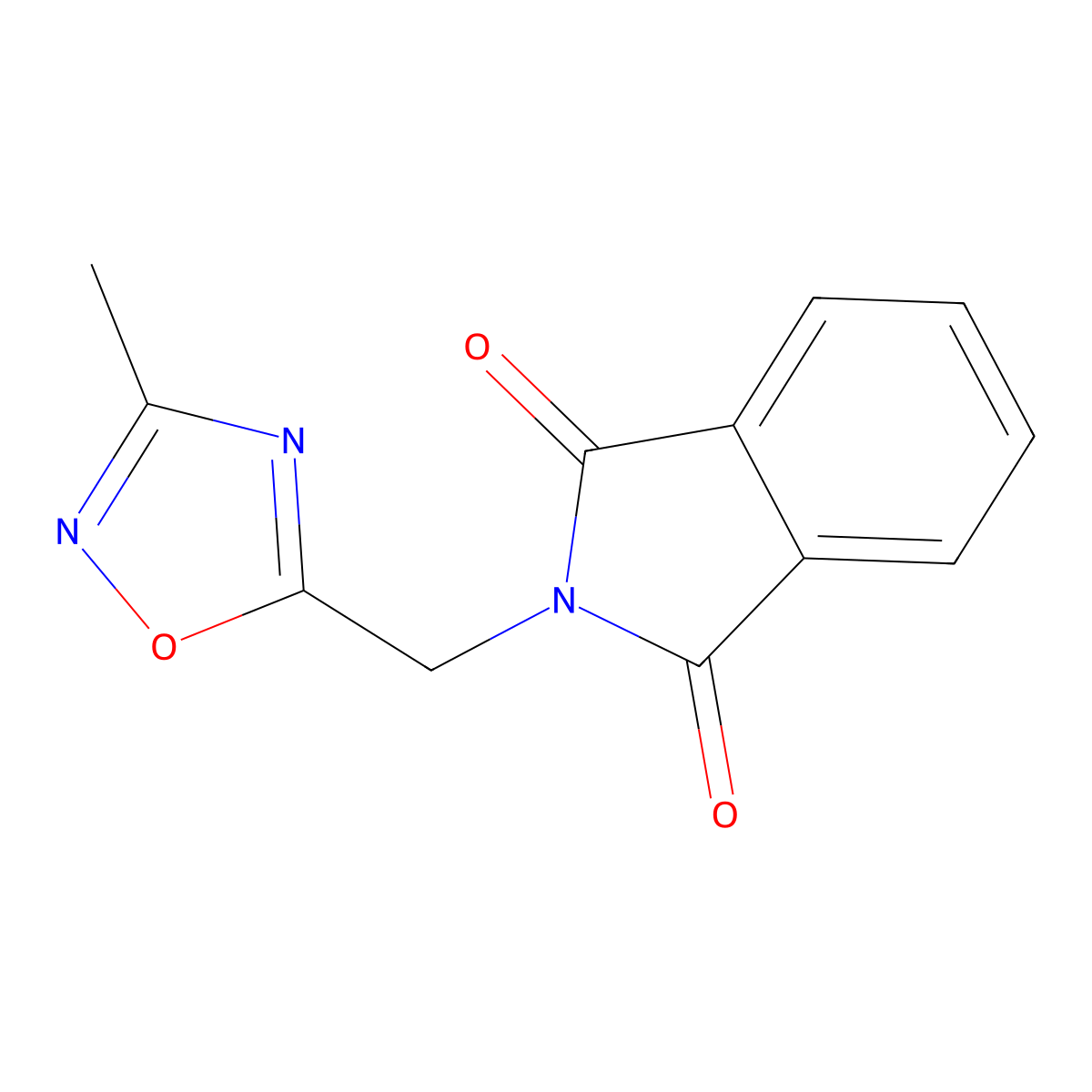 2-((3-Methyl-1,2,4-oxadiazol-5-yl)methyl)isoindoline-1,3-dione molecular structure, CAS 1061364-37-1