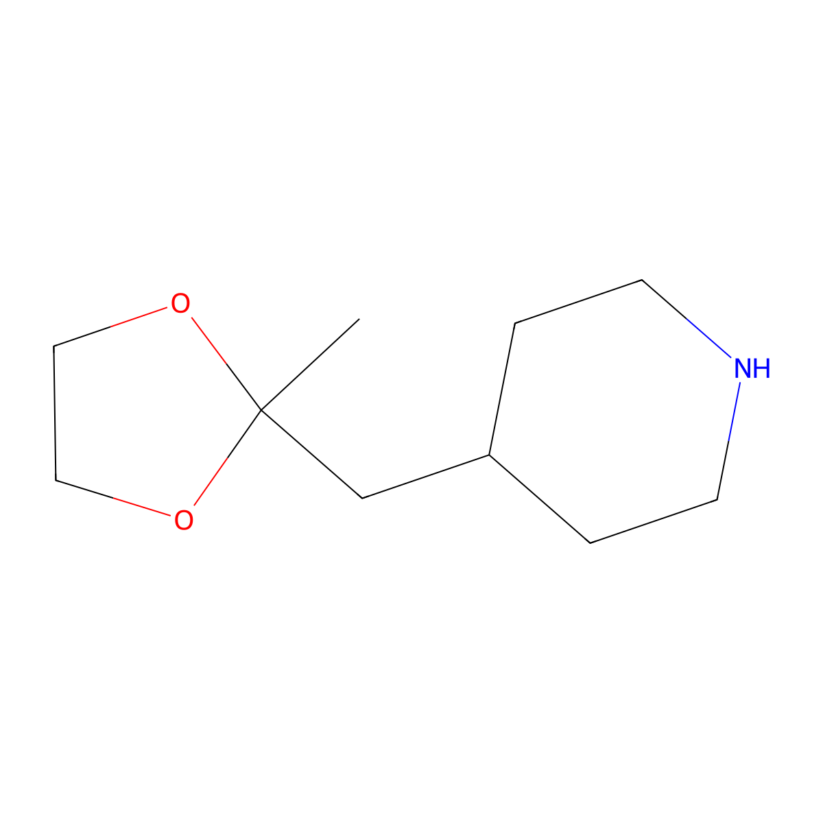 4-[(2-Methyl-1,3-dioxolan-2-yl)methyl]piperidine molecular structure, CAS 106140-35-6