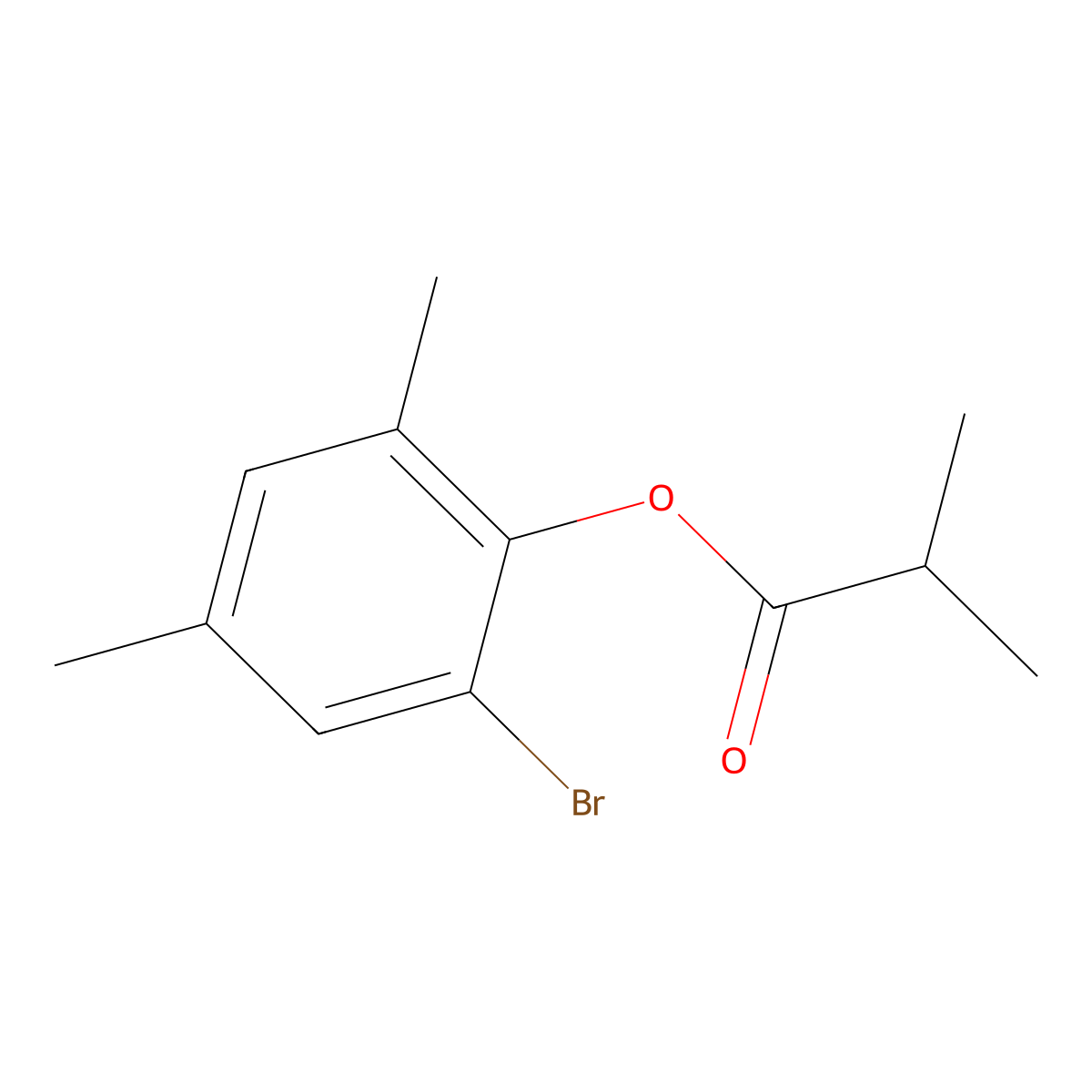 2-Bromo-4,6-dimethylphenyl 2-methylpropanoate molecular structure, CAS 106141-12-2