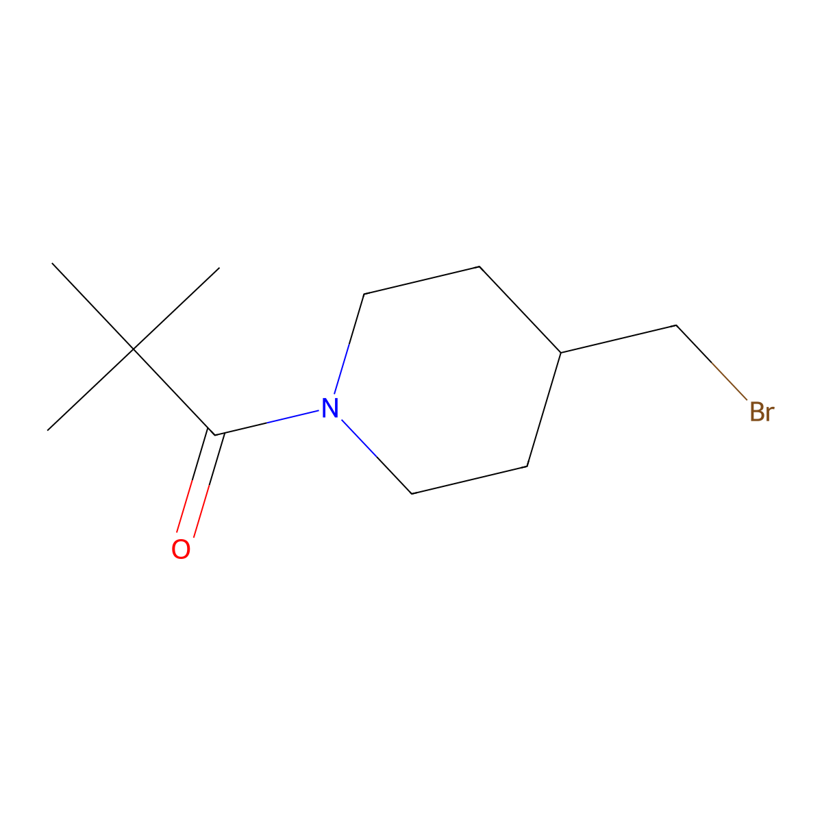 1-[4-(Bromomethyl)piperidin-1-yl]-2,2-dimethylpropan-1-one molecular structure, CAS 1061458-45-4
