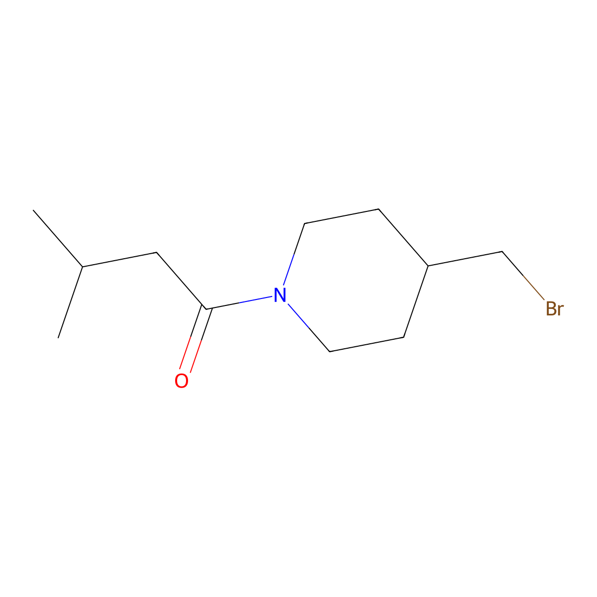 1-[4-(Bromomethyl)piperidin-1-yl]-3-methylbutan-1-one molecular structure, CAS 1061458-59-0