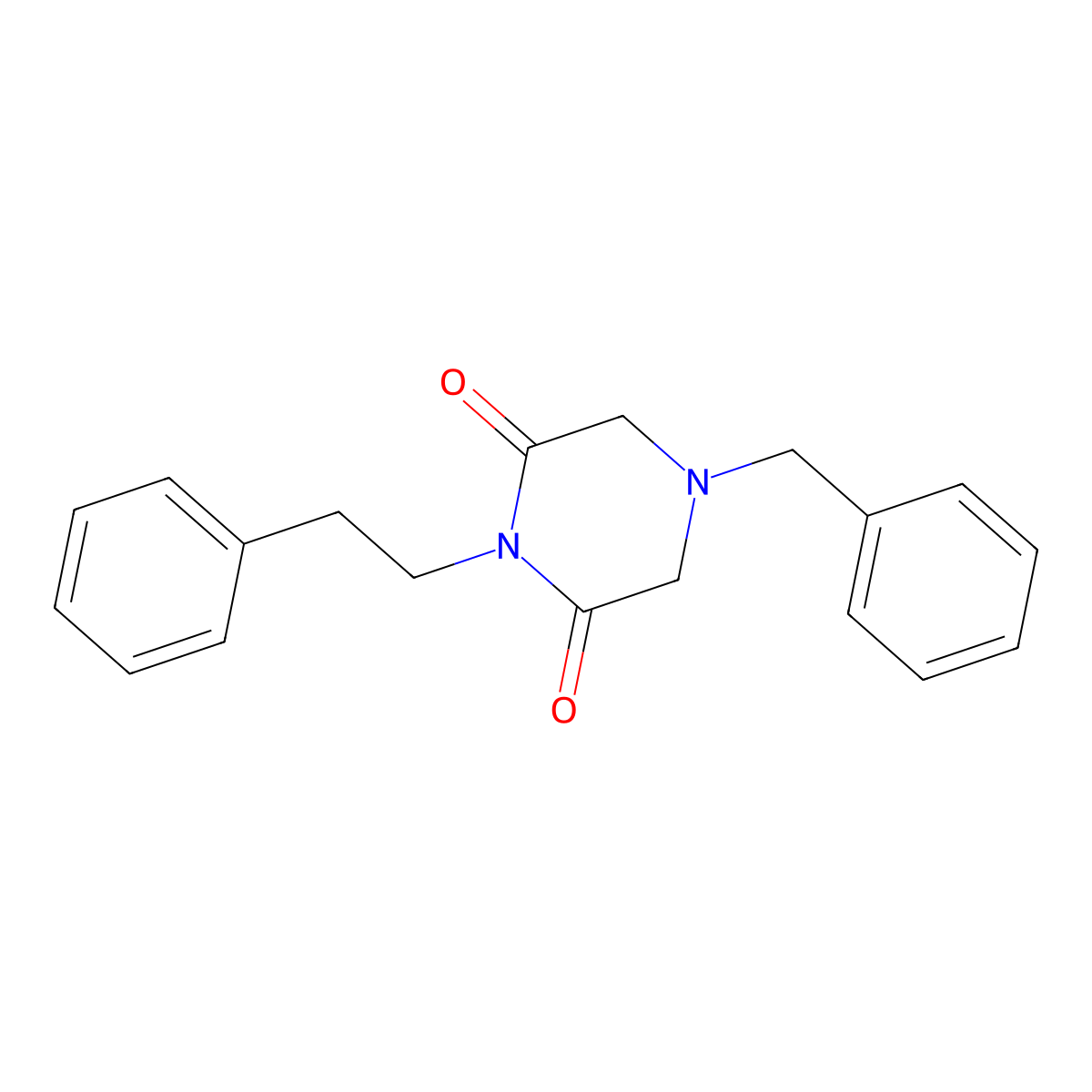 1-(2-Phenylethyl)-4-(phenylmethyl)-2,6-piperazinedione molecular structure, CAS 106148-27-0