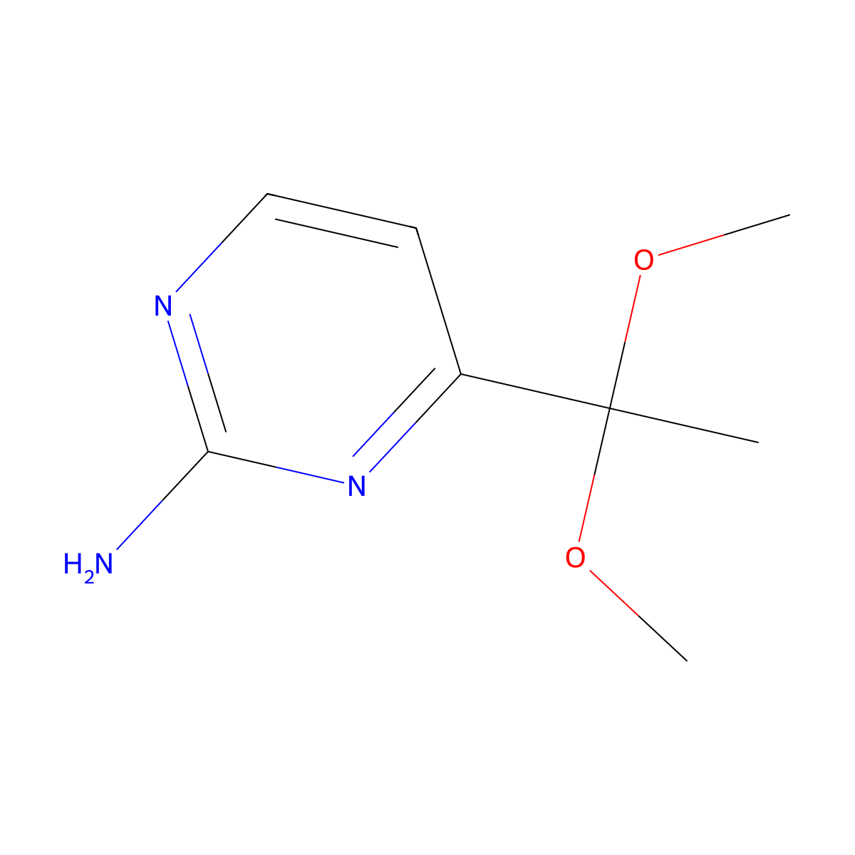 4-(1,1-Dimethoxyethyl)pyrimidin-2-amine molecular structure, CAS 106157-85-1