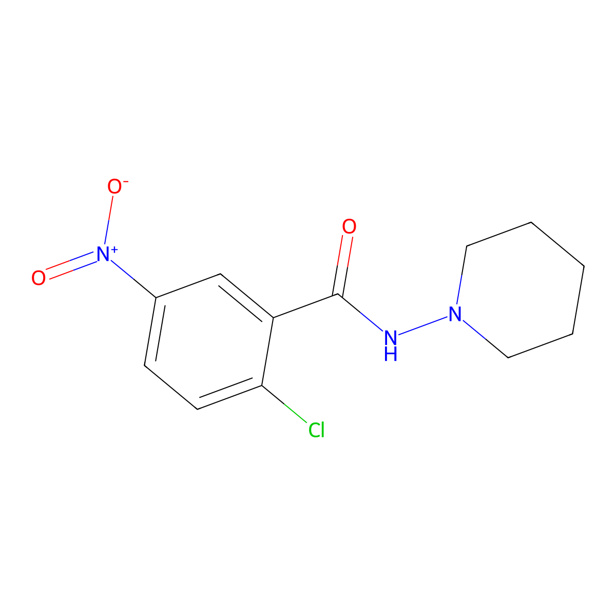 Benzamide, 2-chloro-5-nitro-N-1-piperidinyl- molecular structure, CAS 106157-99-7
