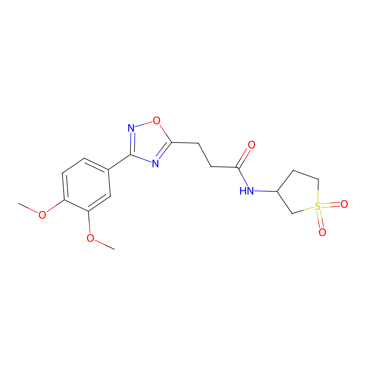 3-[3-(3,4-dimethoxyphenyl)-1,2,4-oxadiazol-5-yl]-N-(1,1-dioxidotetrahydrothiophen-3-yl)propanamide molecular structure, CAS 1061580-52-6