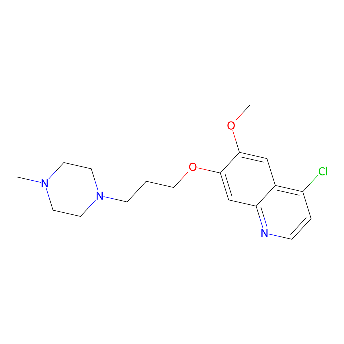 4-Chloro-6-methoxy-7-(3-(4-methylpiperazin-1-yl)propoxy)quinoline molecular structure, CAS 1061610-61-4