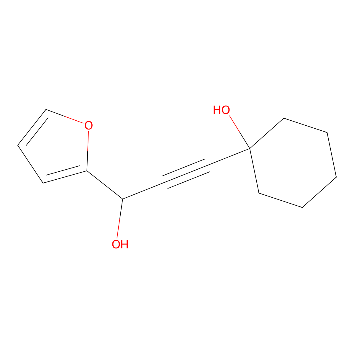 1-(2-Furyl)-3-(hydroxycyclohexyl)prop-2-yn-1-ol molecular structure, CAS 106165-88-2