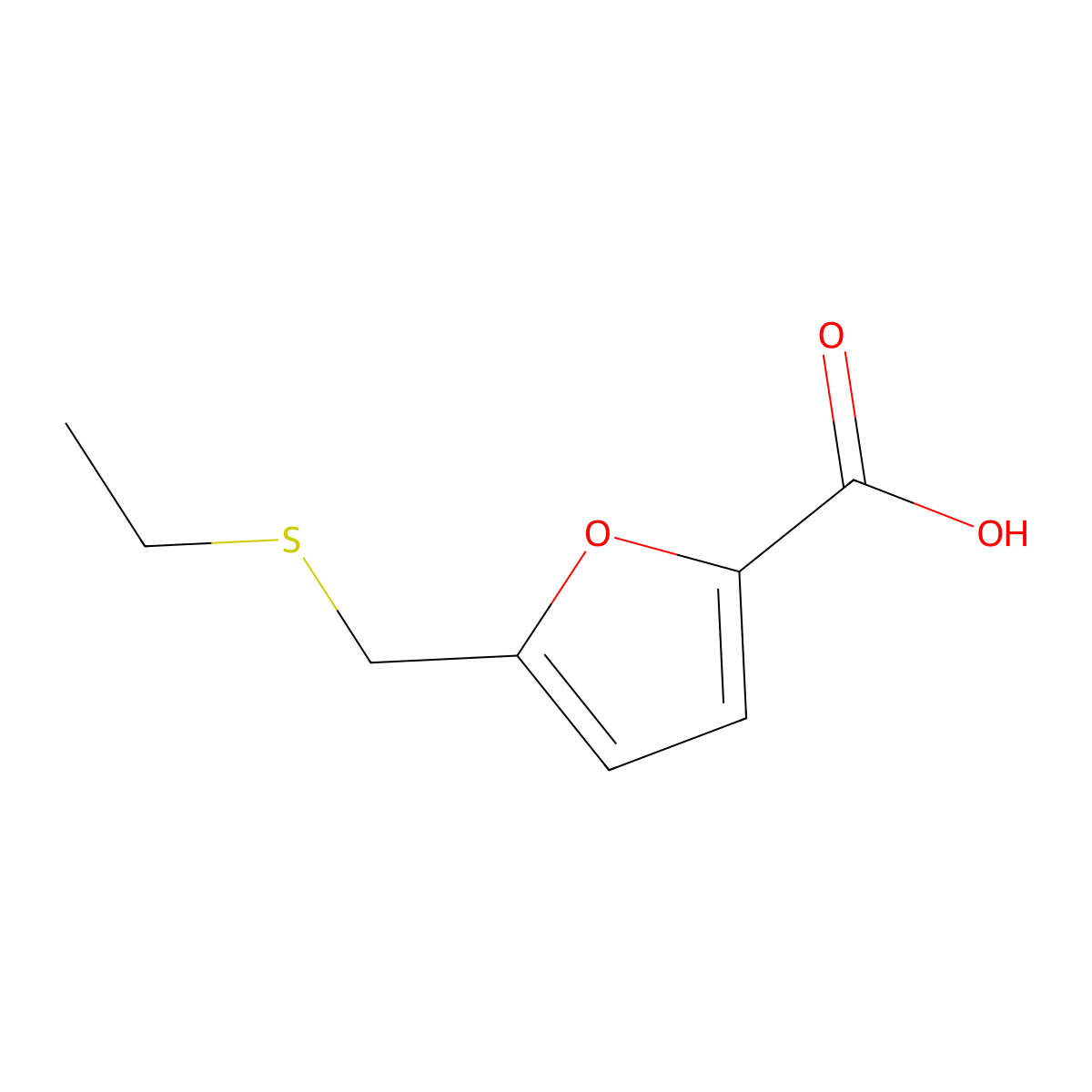 5-[(Ethylsulfanyl)methyl]furan-2-carboxylic acid molecular structure, CAS 106166-79-4
