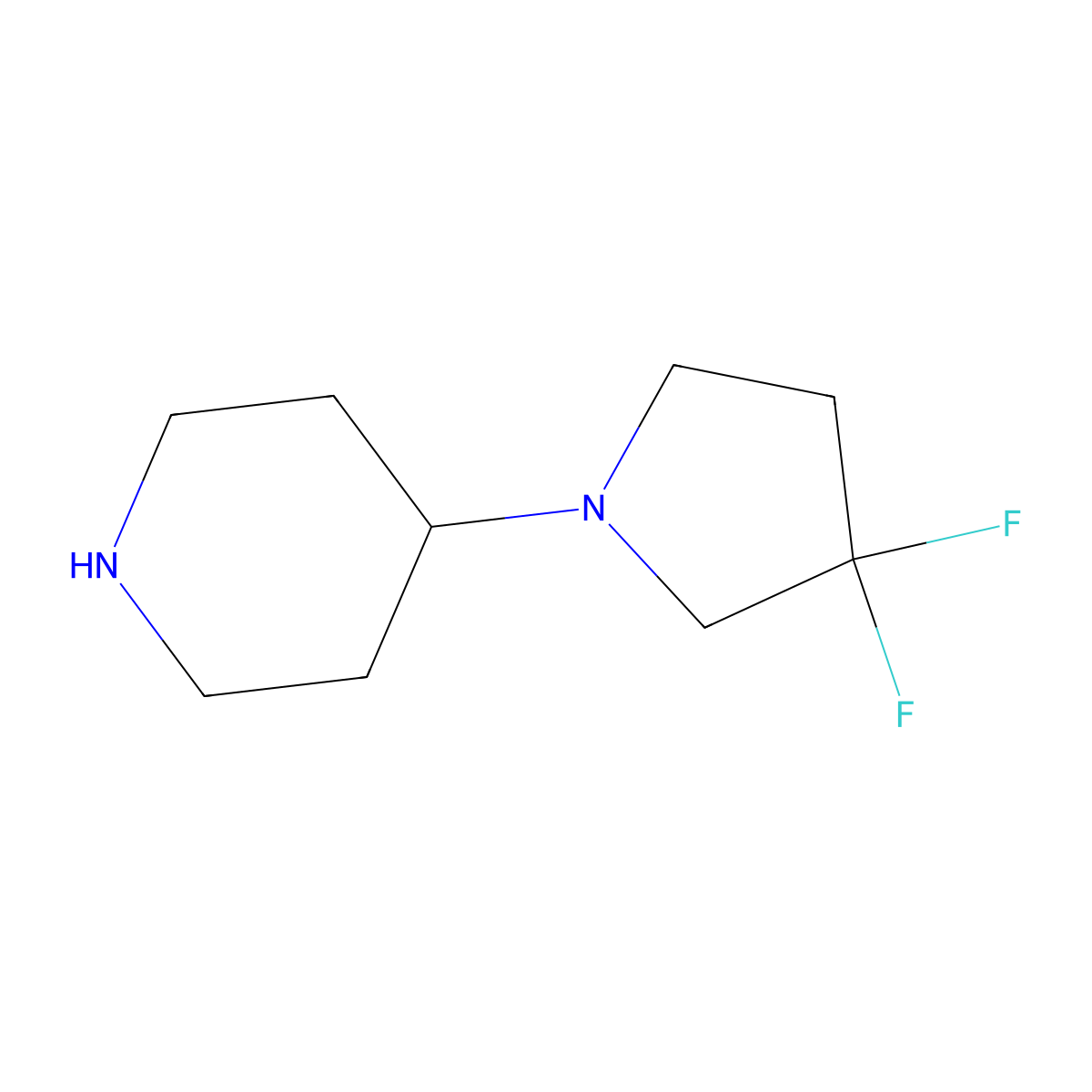 4-(3,3-Difluoropyrrolidin-1-yl)piperidine molecular structure, CAS 1061682-67-4