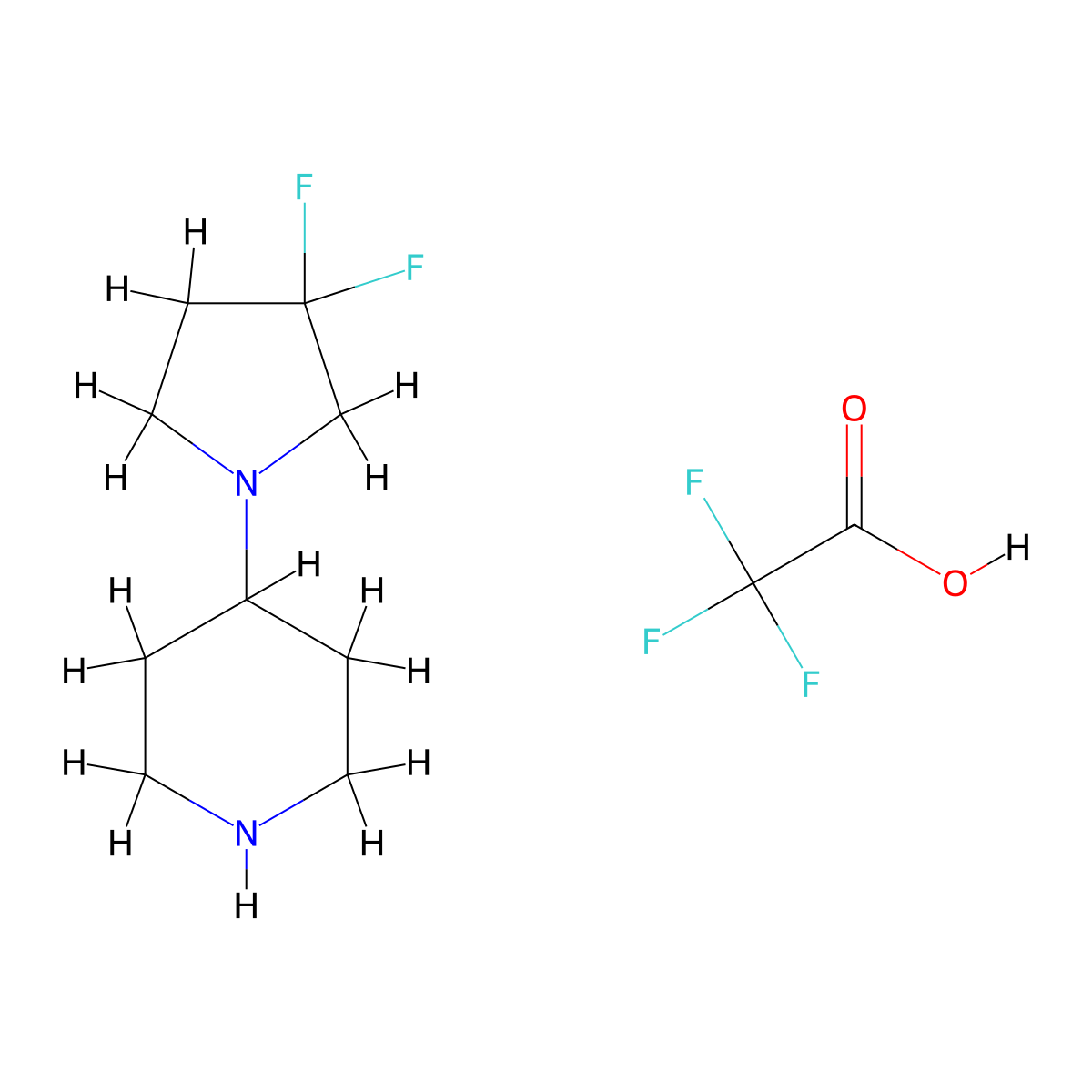 4-(3,3-Difluoropyrrolidin-1-yl)piperidine 2,2,2-trifluoroacetate molecular structure, CAS 1061682-68-5