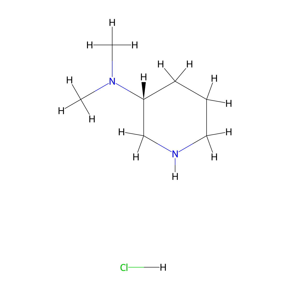 (R)-N,N-dimethylpiperidin-3-amine hydrochloride molecular structure, CAS 1061682-81-2