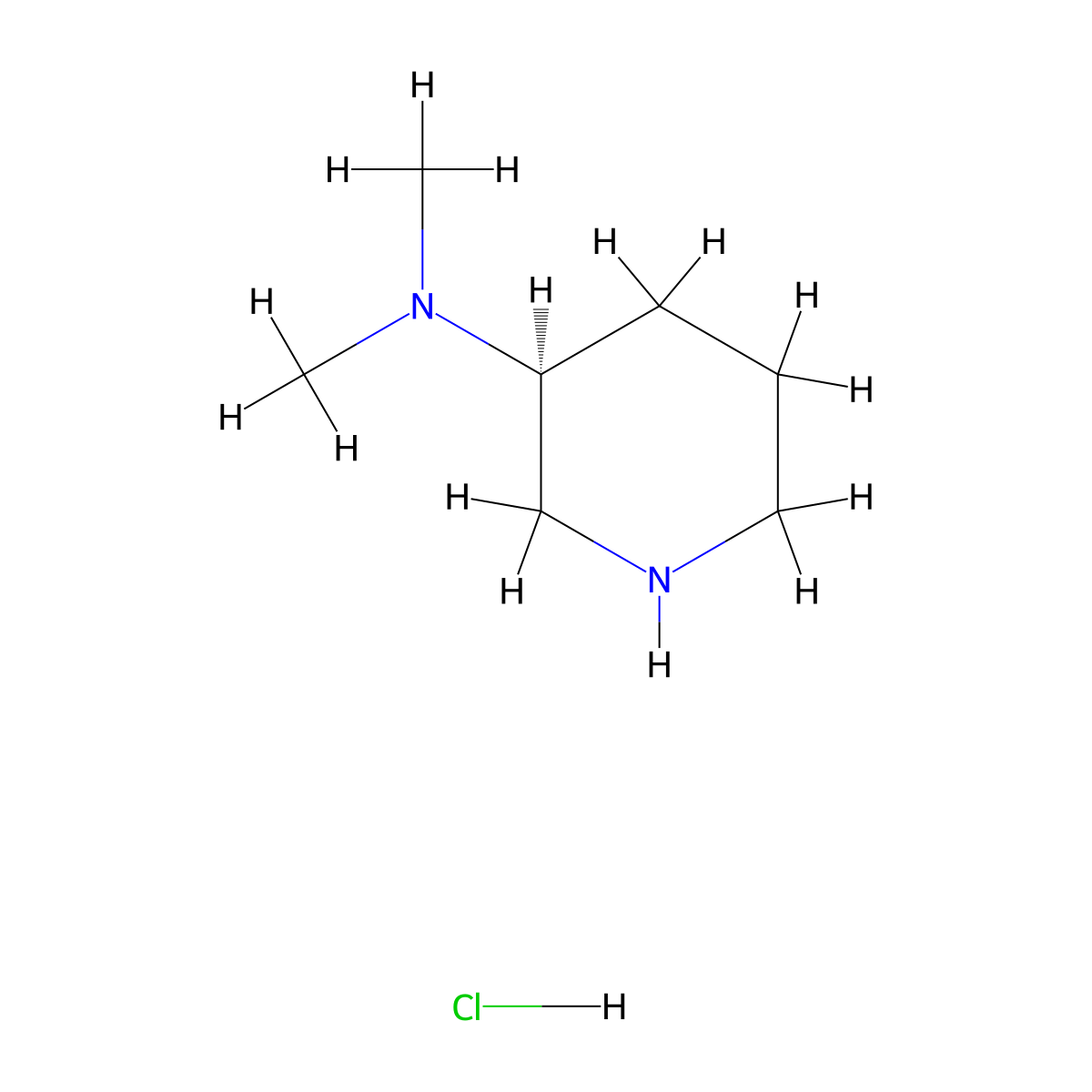 (S)-N,N-dimethylpiperidin-3-amine hydrochloride molecular structure, CAS 1061682-82-3