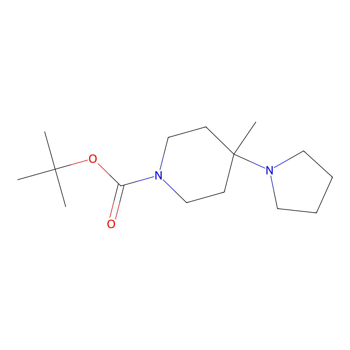 Tert-butyl 4-methyl-4-(pyrrolidin-1-yl)piperidine-1-carboxylate molecular structure, CAS 1061683-26-8