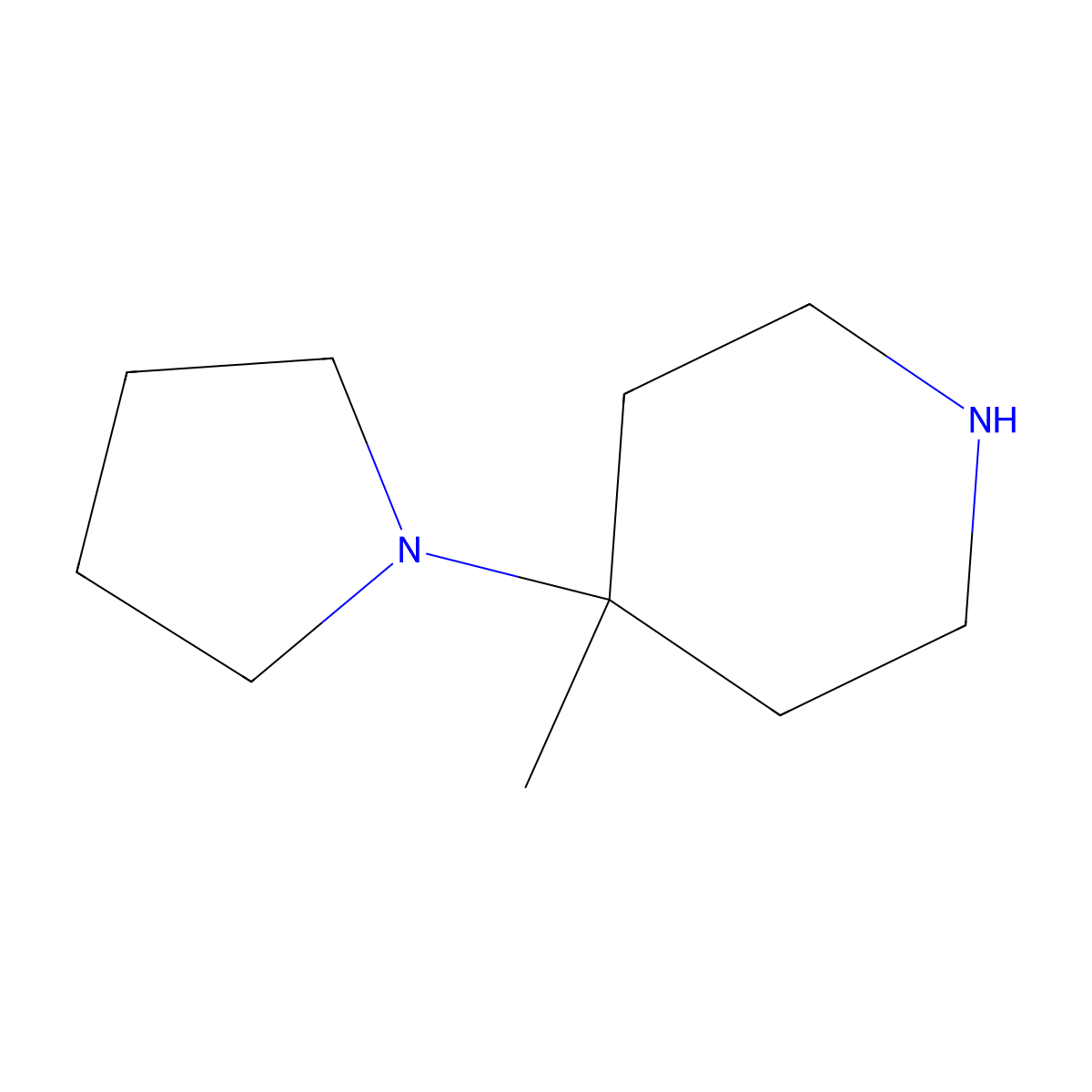 4-Methyl-4-(pyrrolidin-1-yl)piperidine molecular structure, CAS 1061683-29-1