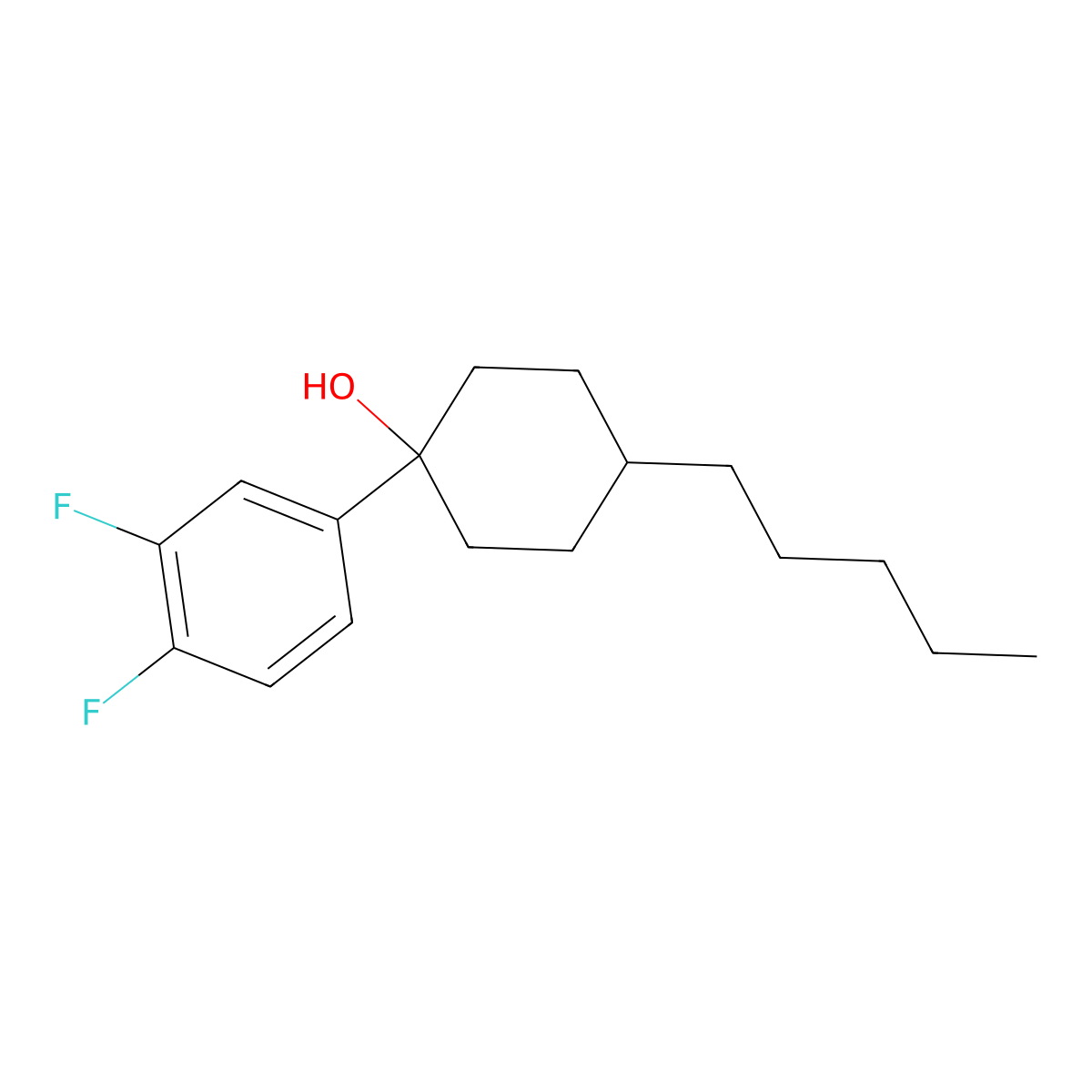 1-(3,4-Difluorophenyl)-4-pentylcyclohexan-1-OL molecular structure, CAS 106174-39-4