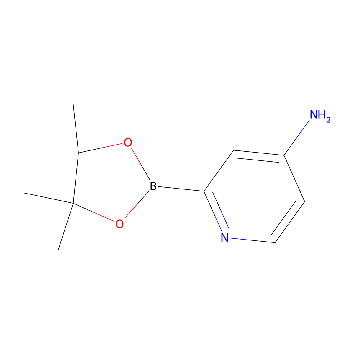 2-(4,4,5,5-Tetramethyl-1,3,2-dioxaborolan-2-yl)pyridin-4-amine molecular structure, CAS 1061750-57-9