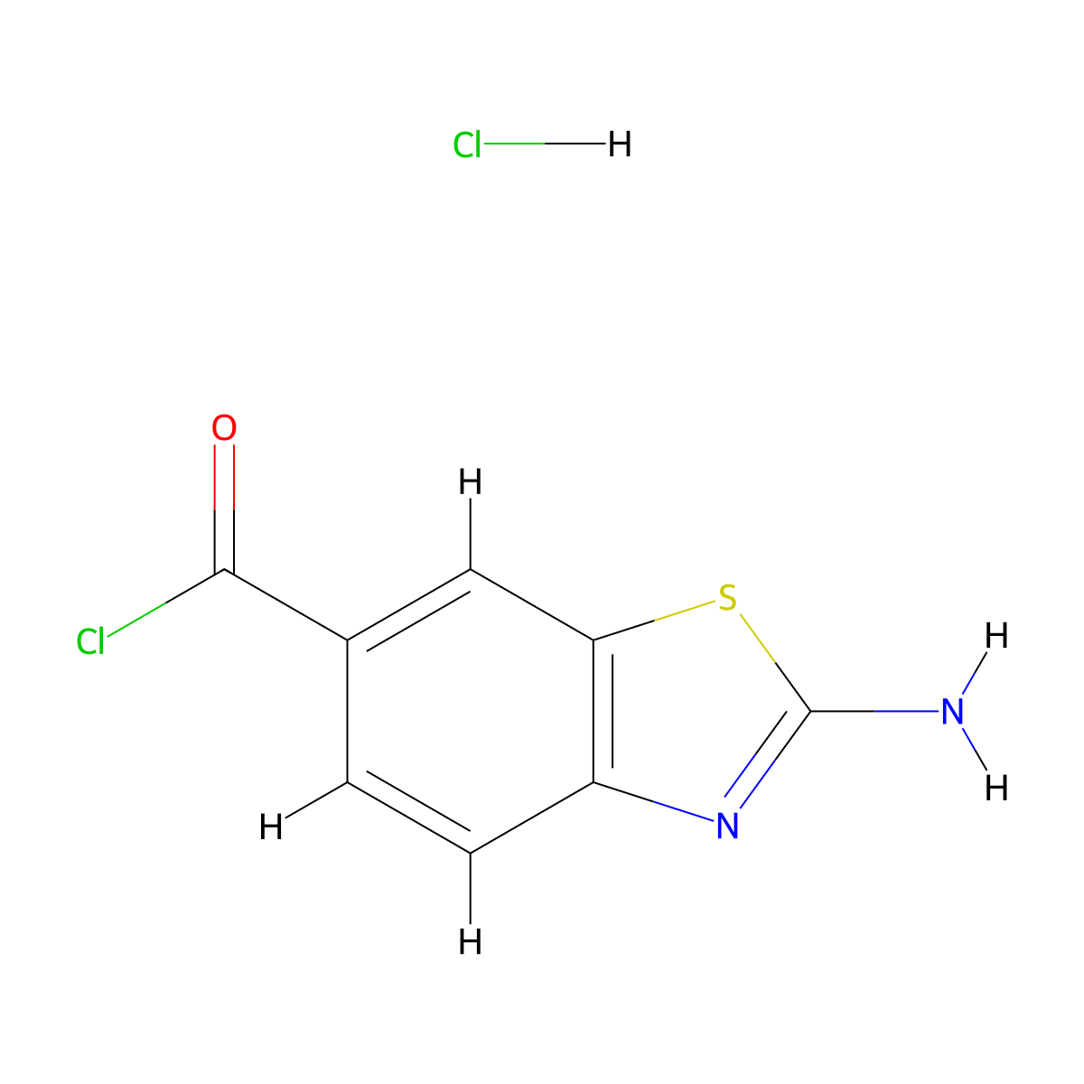 2-Amino-benzothiazole-6-carbonyl chloride hydrochloride molecular structure, CAS 106181-99-1
