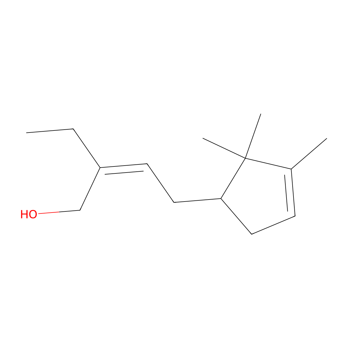 2-Ethyl-4-(2,2,3-trimethylcyclopent-3-en-1-yl)but-2-en-1-ol, (E)- molecular structure, CAS 106185-75-5
