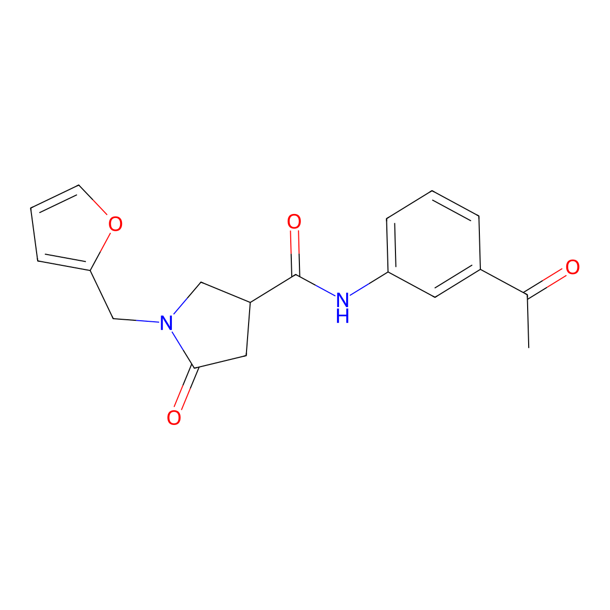 N-(3-acetylphenyl)-1-(furan-2-ylmethyl)-5-oxopyrrolidine-3-carboxamide molecular structure, CAS 1061909-02-1
